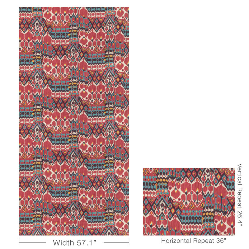 Manoir Bonnieux Linen Blend Fabric, Berry/Aqua
