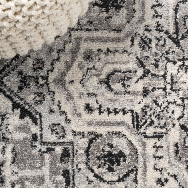 Tapis gris foncé Merza, Tapis de couloir 2 pi 3 po x 8 pi