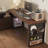 Dark-walnut + Black L-Shaped Solid Wood + Iron with 4 drawers desk-1377683374