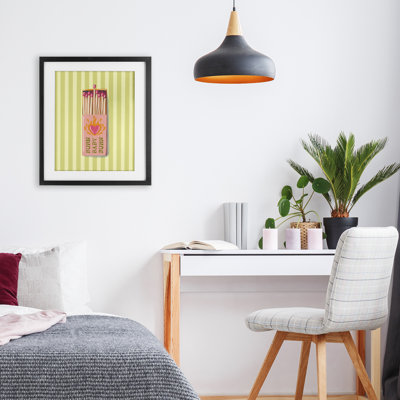 Burn Baby Matches Framed Print Under Glass, design by Elyse Anastacia