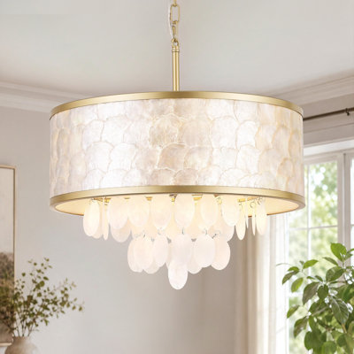 Lustre cylindrique 18 po à 3 lumières Coastal Shell