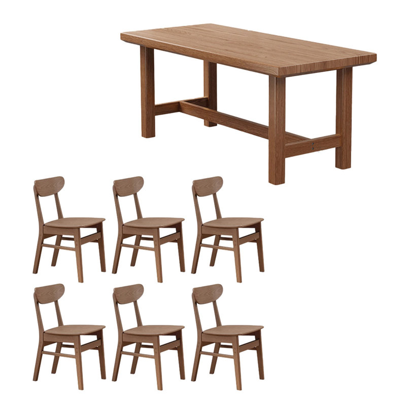 Solid wood solid large table set, 29.52"H x 55.11"L x 33.46"W, Dark Brown