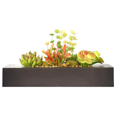8'' Faux Succulent in Wood Pot