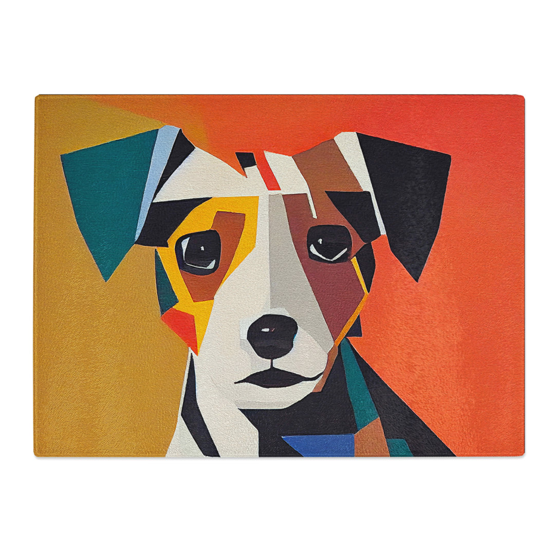 Jack Russell Terrier Geometric Vol.2  Glass Chopping Board