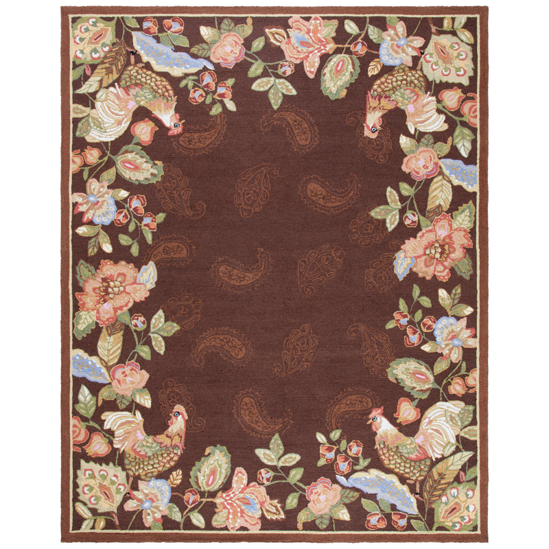 Kinchen Hand Hooked Wool Pile Oriental Rug, Rectangle 8' x 10'