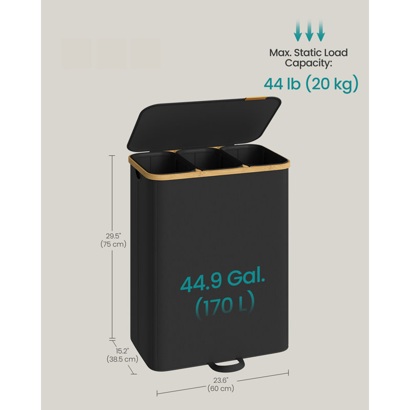 Fabric Laundry Basket with Handles, 75 cm x 60 cm x 38 cm