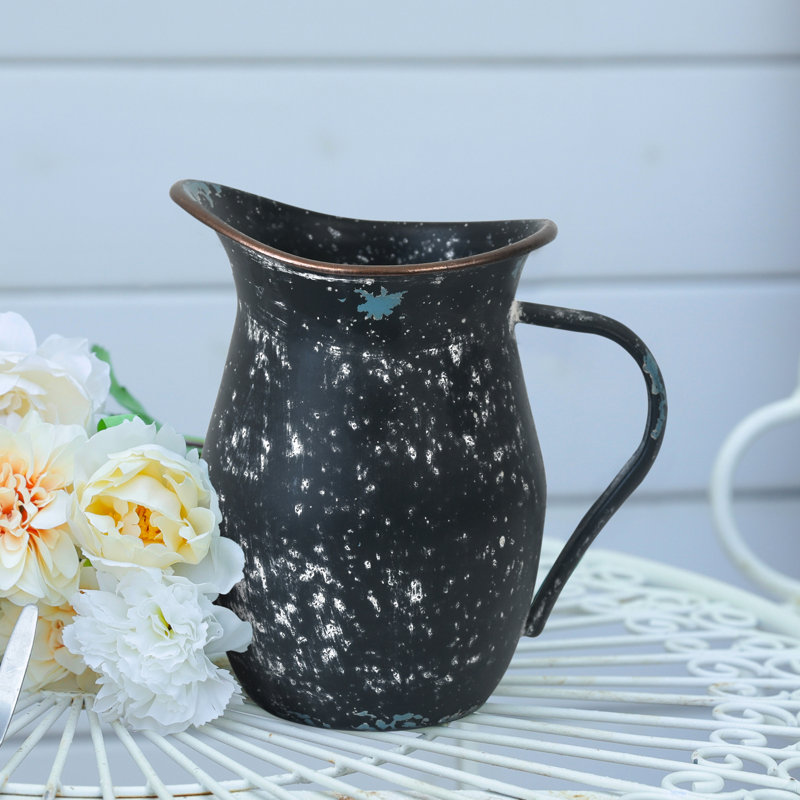  Vase en métal rustique Jazariah, Noir
