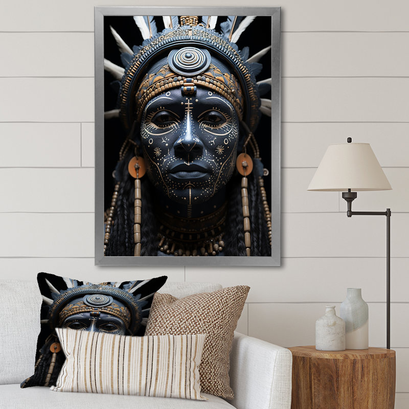 Native Tribal Markings - Impression, H 20 po x l 12 po x P 1 po, Cadre photo argenté