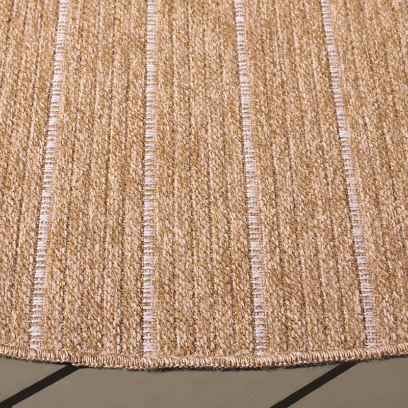 Denju Retreat Performance Striped Rug, Round 6'7"