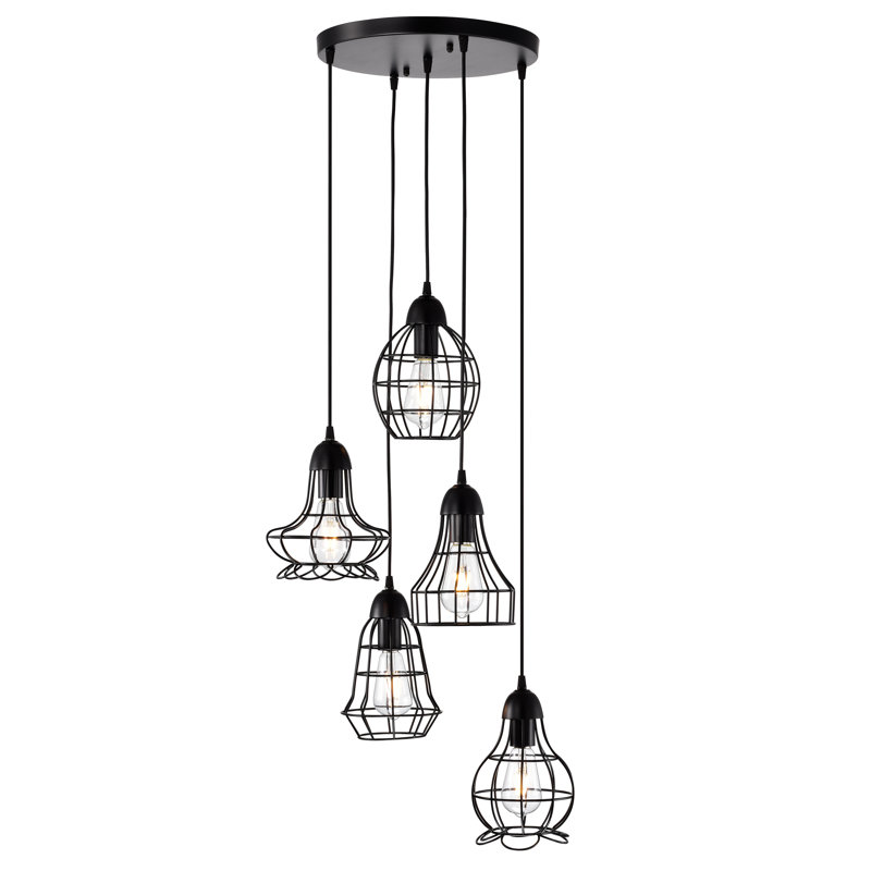 Luminaire suspendu 5 lumières Ag, Noir