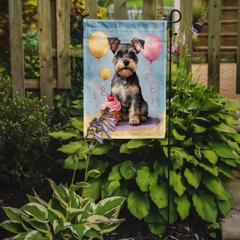 Drapeau de jardin «Happy Birthday», Schnauzer
