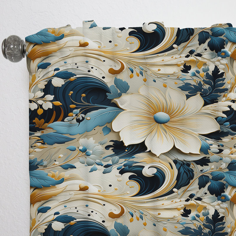 Desert Mirage Paisley Pattern II - Floral Curtain - Velvet Room Darkening - 1 panel, 52" W x 63" L