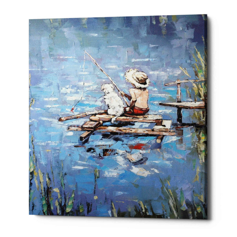 «Fishermen» par Alexander Gunin, art mural sur toile, H 18 po x l 16 po x P 0,75 po