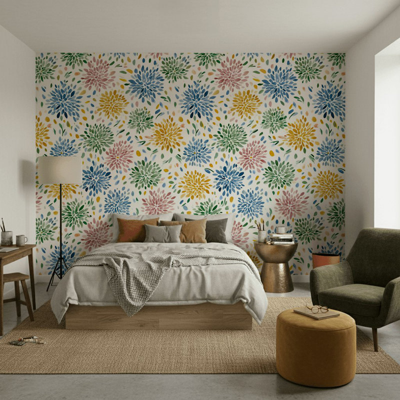 Papier peint floral abstrait