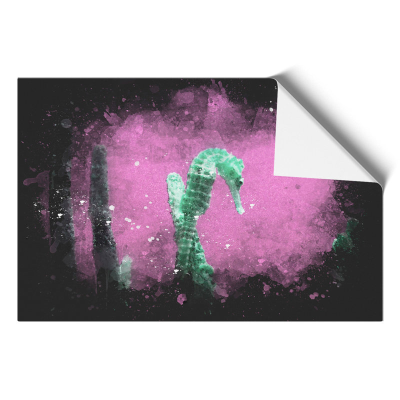 Green Seahorse Paint Splash - Unframed Graphic Art, 42cm H x 59cm W x 0.1cm D