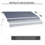 Auvent rétractable de 12 pi x 10 pi pour terrasse et eau avec balcon à manivelle réglable, patio, cour, abri de jardin manuel gris anthracite,