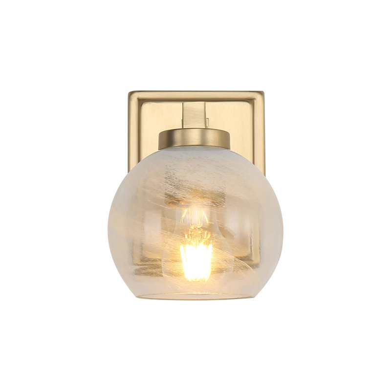 Ensemble de meuble-lavabo 1 lumière avec abat-jour en albâtre Nella, Bronze champagne brossé