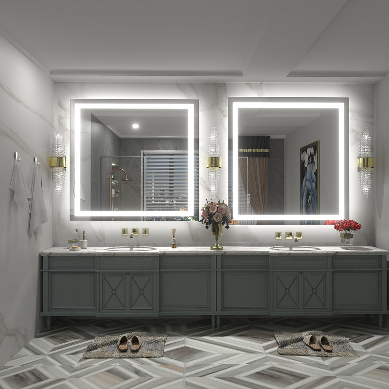 Wayfair Basics® UL Certified Front & Back LED Anti-Fog Tempered Glass Bathroom/Vanity Mirror with 3-Year Warranty, 40" x 38"
