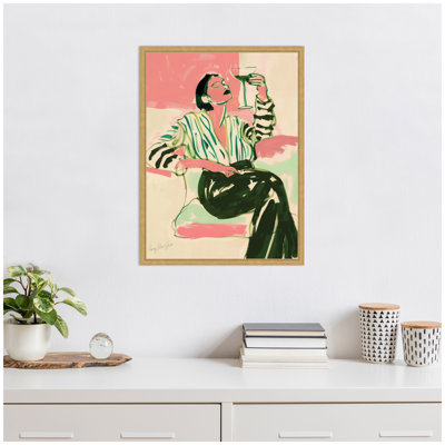Impression sur toile encadrée «Fashion Woman Dr potable Martini» par Honey Island Studio