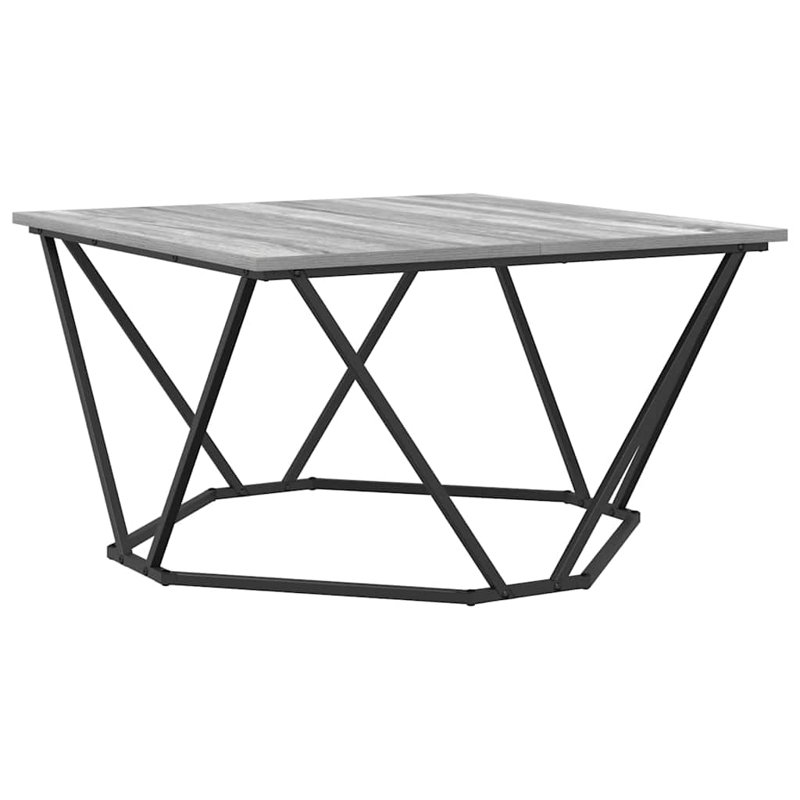 Coffee Table Engineered Wood and Steel Modern Low Living Room Square, Grey