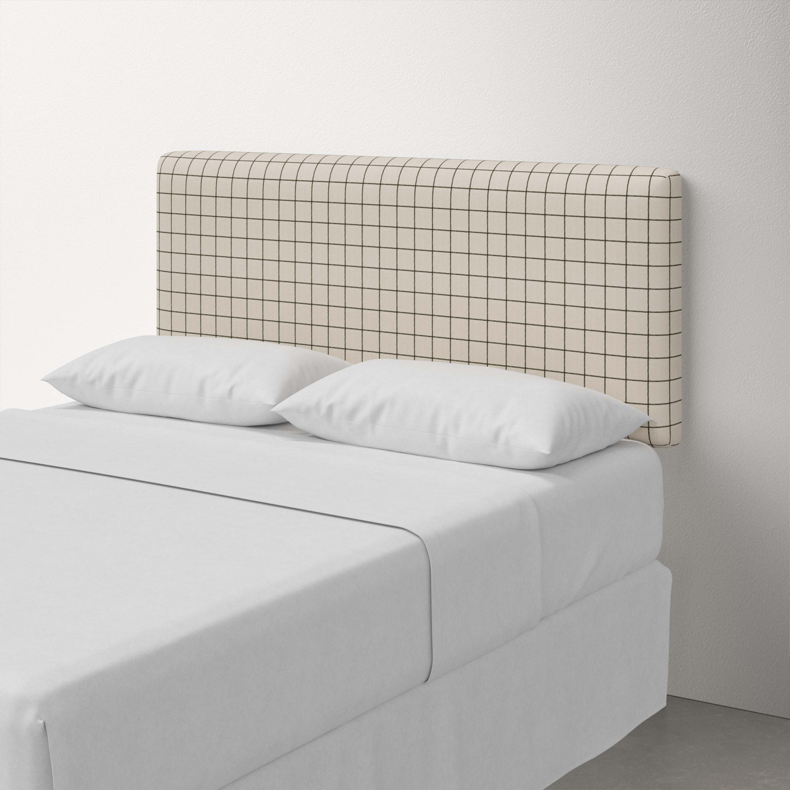 Eisley Pine Cotton Headboard, King, Line Tattersall Green