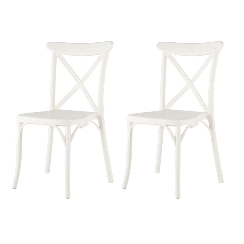 Guthbrand Cross Back Resin Stacking Side Chair, White