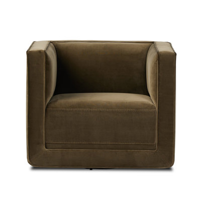 Gigi Pine Genuine Leather Swivel Club Chair