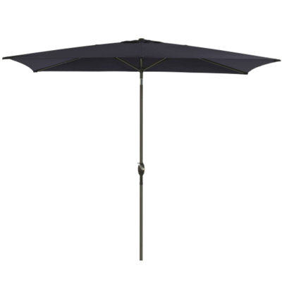 Parasol de terrasse rectangulaire 6,5 x 10 pi avec manivelle. Inclinaison. Auvent en polyester résistant aux rayons UV pour la piscine. Cour arrière et patio (sans base)