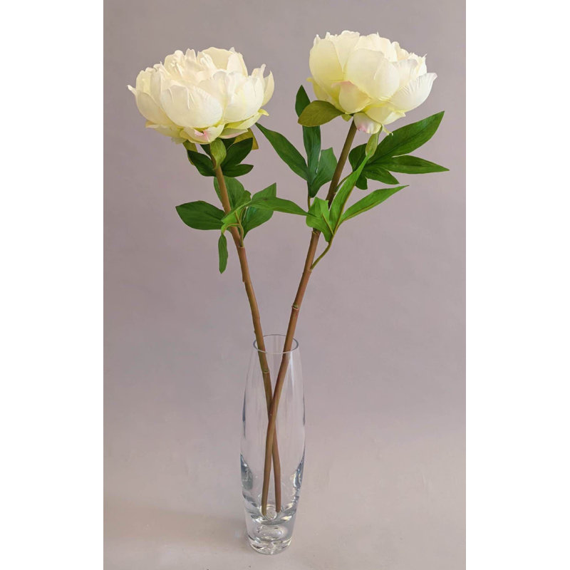 TIGE DE PIVOINE EN SOIE 22'', White