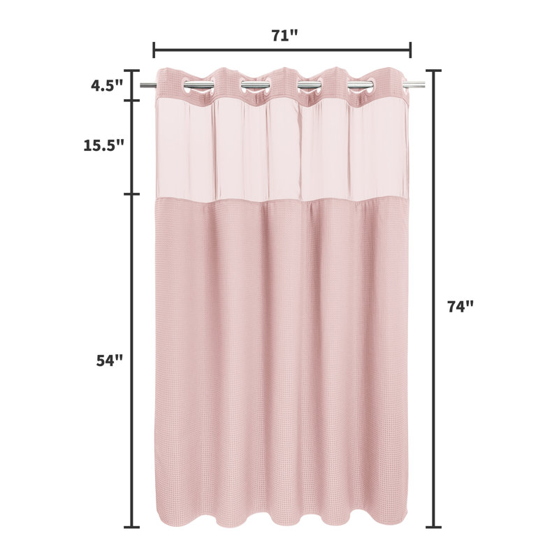 Rideau de douche Ramjani Waffle Weave, H 74 po x l 71 po, Rose