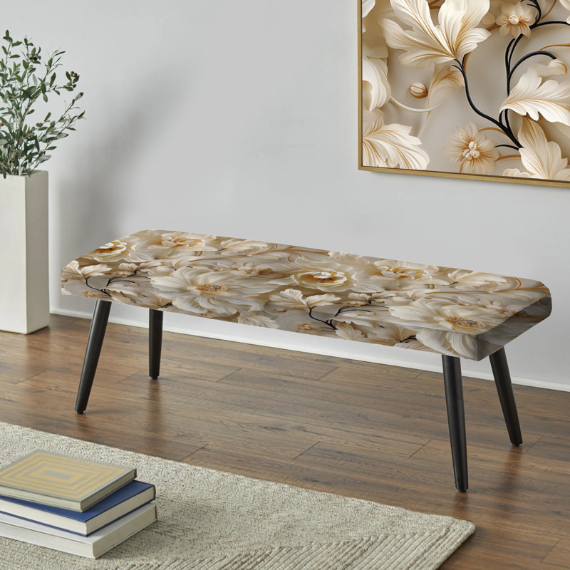 Banc rembourré Ethereal de style victorien rococo Flourish III