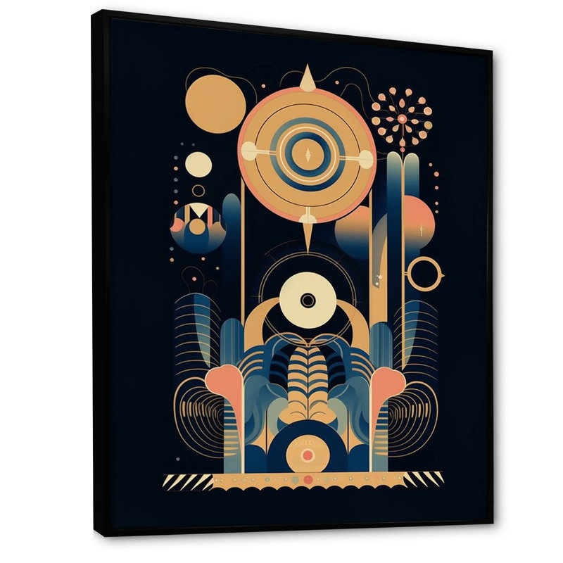 «Geometric Of Consciousness Contemporary I», reproduction sur toile, 32" H x 24" W, Cadre flottant noir