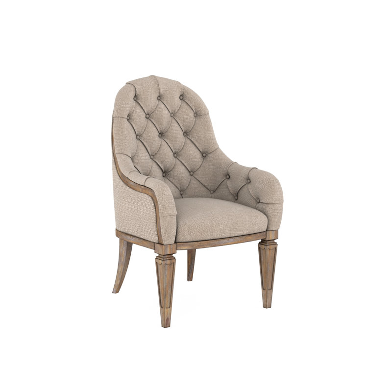 Cadwall Tufted Upholstered Arm Chair in Almond