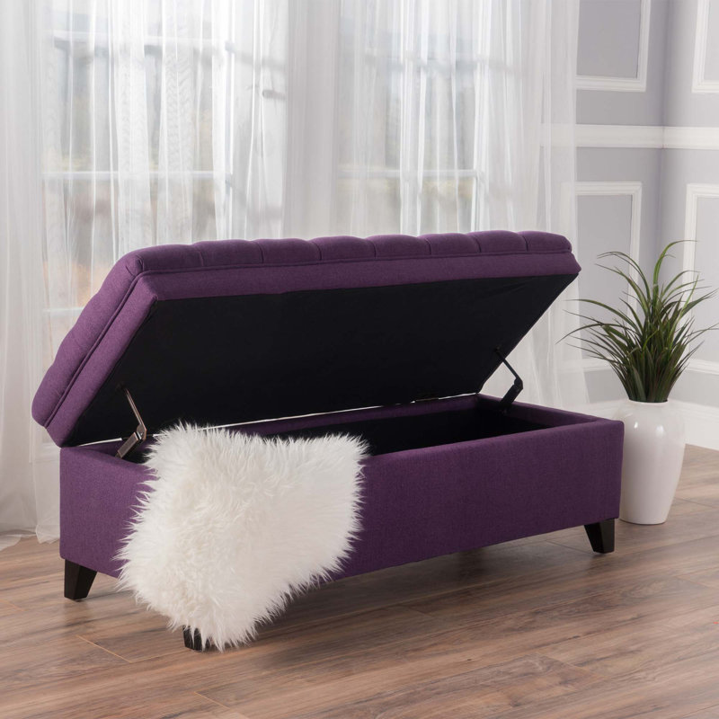 Banc de rangement moderne avec repose-pieds, Mauve