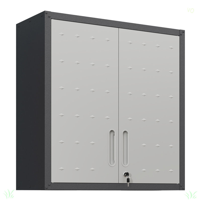Metal Wall-Mounted Tool Storage Cabinet With Locking Door And 1 Shelf 1 Opened Drawer For Garage Warehouse,Office,Assembly Required