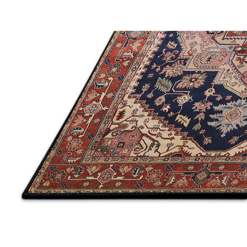 Tapis oriental orange / bleu marine, Rectangle 8 pi x 10 pi