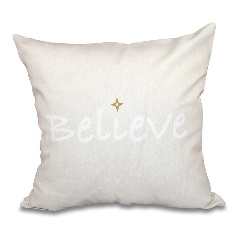 Coussin et housse de coussin carré A Way with Words, H 18 po x l 18 po, Crème