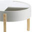 Table d'appoint ronde - blanche et naturelle avec rangement caché et pattes en option