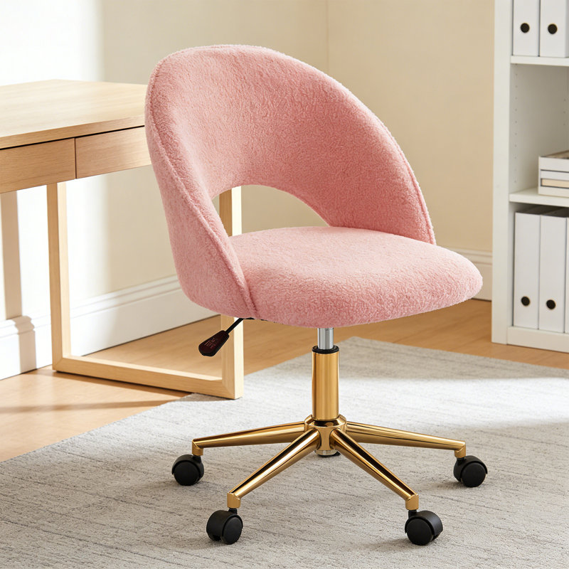 Chaise de travail rembourrée à hauteur ajustable, Tissu éponge rose