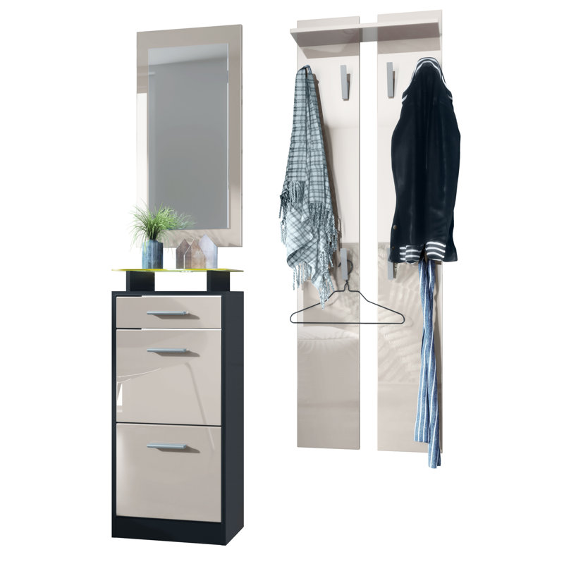 Mcclinton V2 Mini Hallway Set, Sand grey (glossy)/Black (matt), Yes
