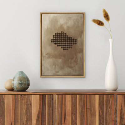 Neutral Brown Abstract Geometric Modern Framed Bedroom Wall Decorations Canvas Print