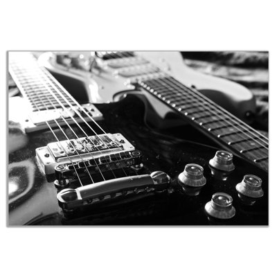 Electric Guitars Black And White - Wrapped Canvas Print