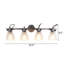 Lampe de coiffeuse 4 lumières avec verre strié horizontal transparent