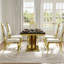 Ensemble de table de salle à manger luxueux en faux marbre et or noir avec 6 chaises en cuir blanches-2011508487-2011508483-2011508480