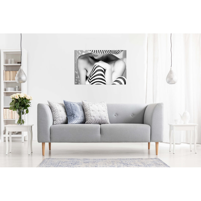 Abstract Black & White Zebra Socks - Wrapped Canvas Print, 31cm H x 46cm W