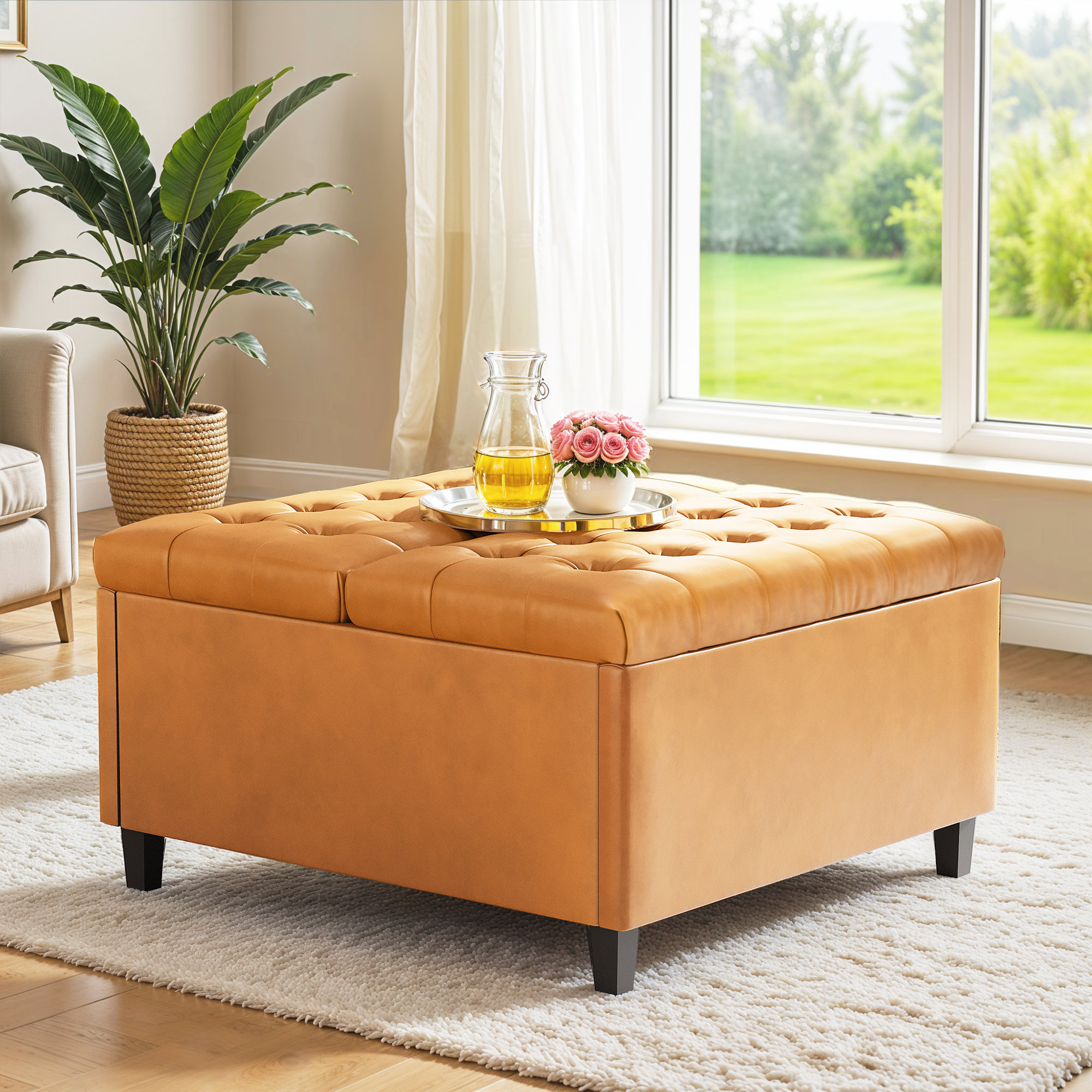 Red Barrel Studio Ottoman Coffee Table with Lift Top Storage, Square ...