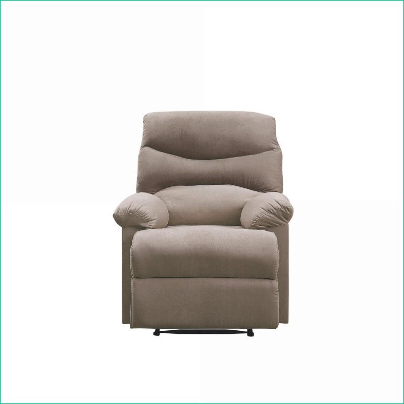 Recliners Motion Reclining Chair with Pillow Top Arms &amp; External Latch Handle | Tan Brown | Fabric+Metal