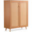 Rattan Shoe Cabinet, 5 Tiers Shoe Storage Organizer with 2 Doors and Adjustable Shelves