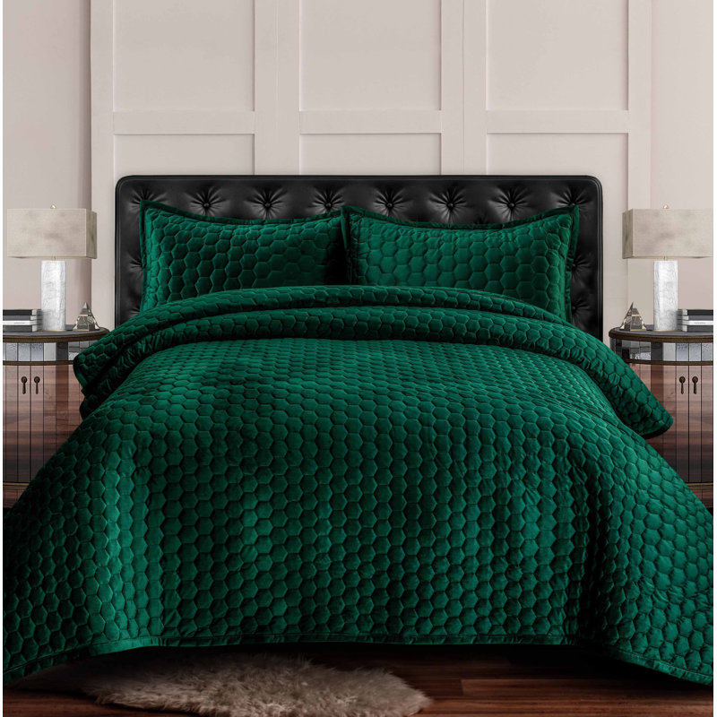 Lugano Quilt, Twin Quilt + 1 Standard Sham, Emerald Green