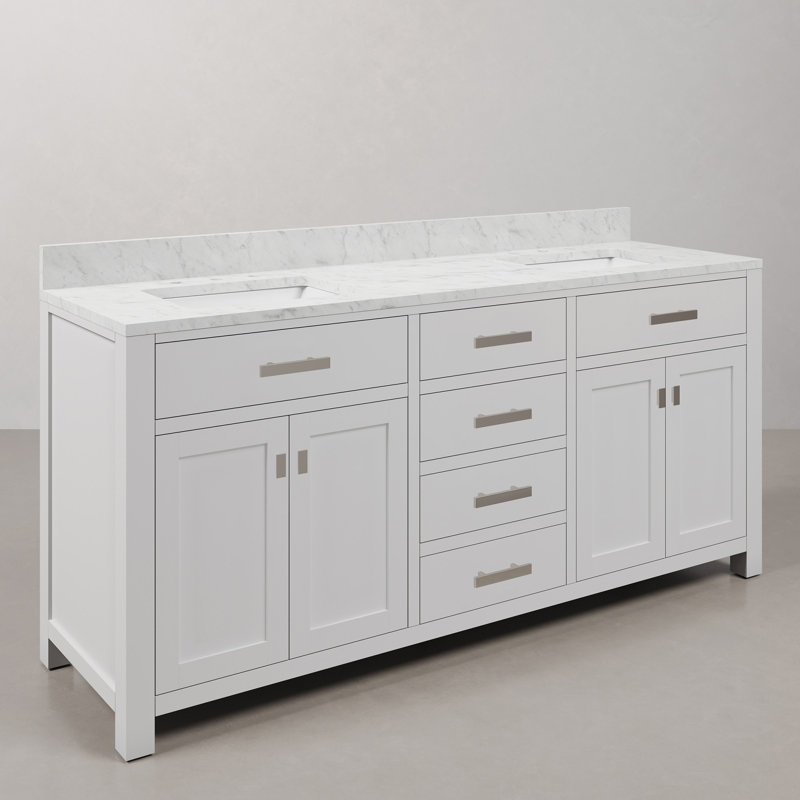 Ensemble de meuble-lavabo double 72 po Minnetrista, Blanc, Chrome